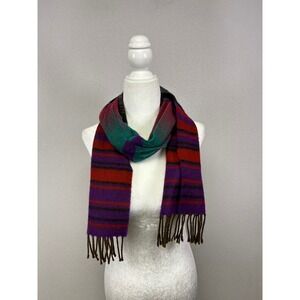 Boho Studio Womens‎ OS Multicolor Striped Fringed Knit Scarf Made in Italy